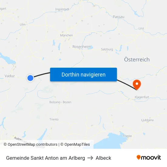 Gemeinde Sankt Anton am Arlberg to Albeck map
