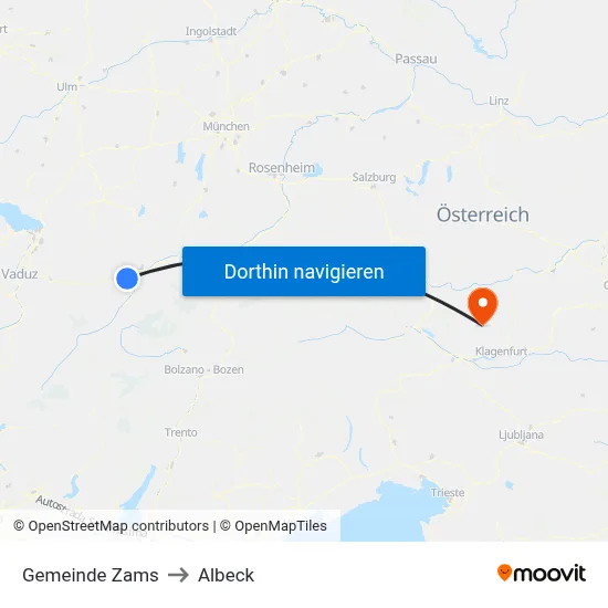 Gemeinde Zams to Albeck map