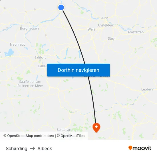 Schärding to Albeck map