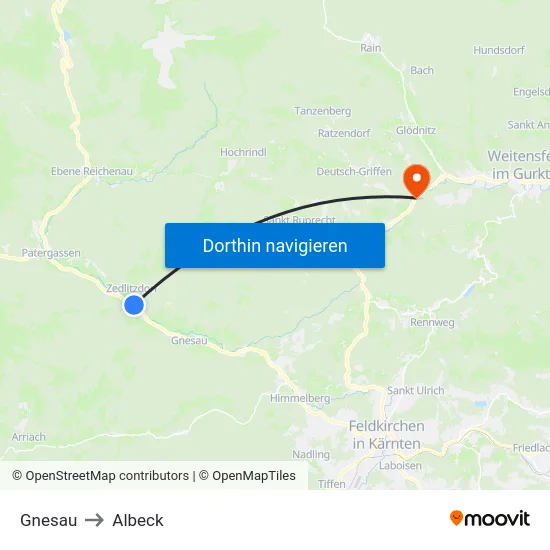 Gnesau to Albeck map