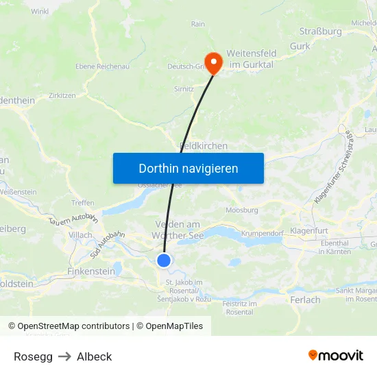 Rosegg to Albeck map