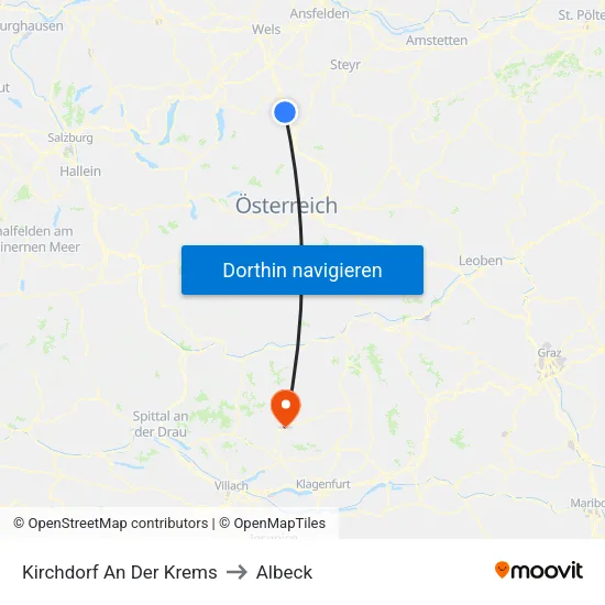 Kirchdorf An Der Krems to Albeck map