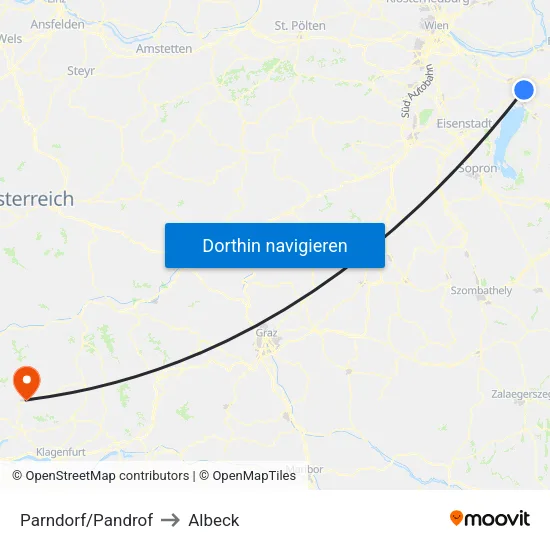 Parndorf/Pandrof to Albeck map