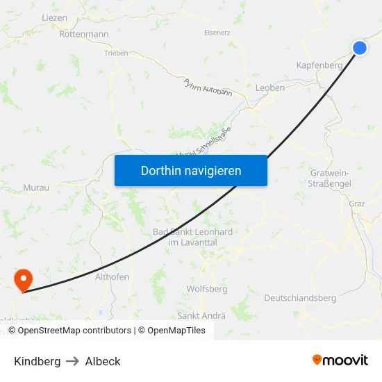 Kindberg to Albeck map