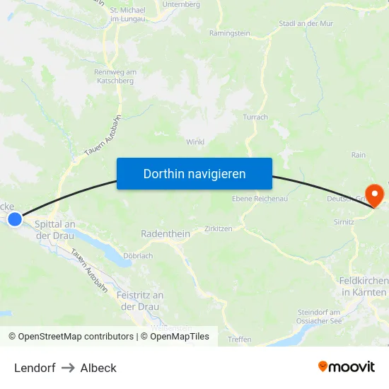 Lendorf to Albeck map