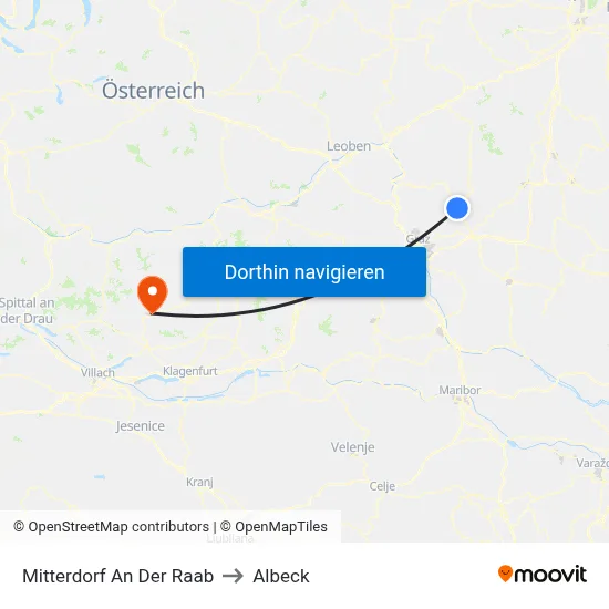 Mitterdorf An Der Raab to Albeck map