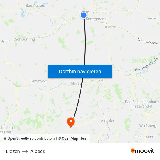 Liezen to Albeck map