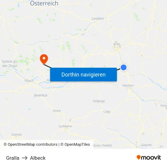 Gralla to Albeck map