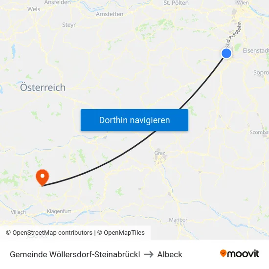 Gemeinde Wöllersdorf-Steinabrückl to Albeck map