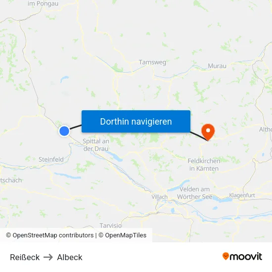 Reißeck to Albeck map