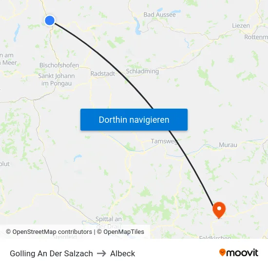 Golling An Der Salzach to Albeck map