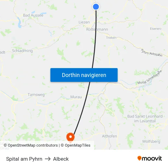 Spital am Pyhrn to Albeck map