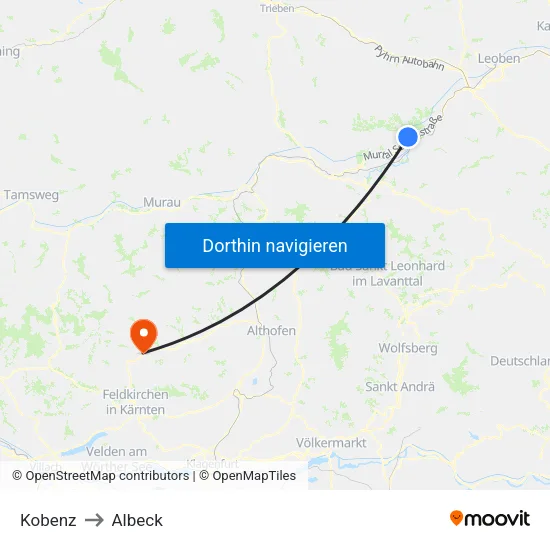 Kobenz to Albeck map