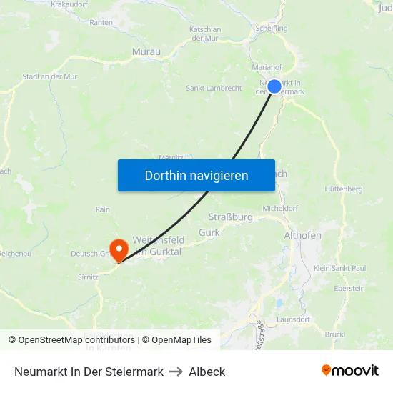 Neumarkt In Der Steiermark to Albeck map