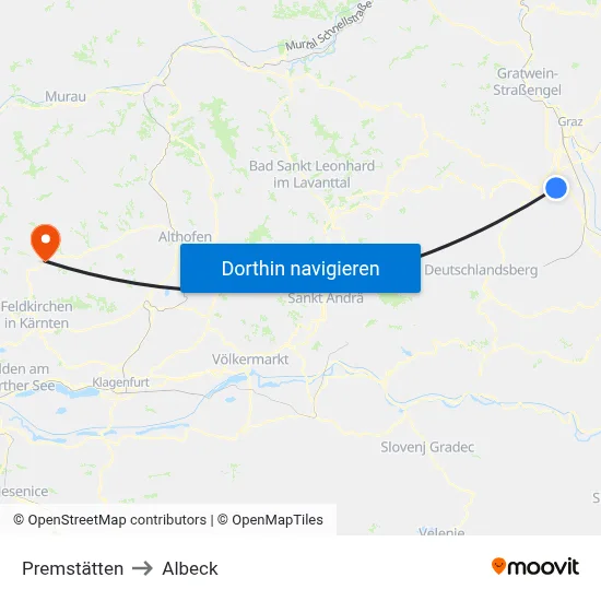 Premstätten to Albeck map