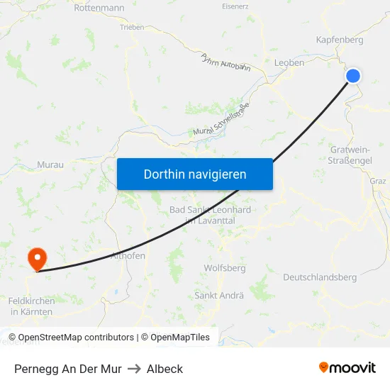 Pernegg An Der Mur to Albeck map