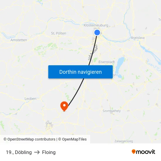 19., Döbling to Floing map