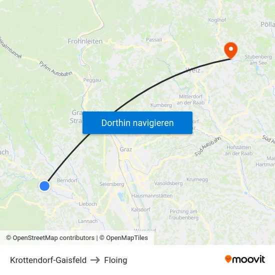 Krottendorf-Gaisfeld to Floing map