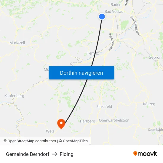 Gemeinde Berndorf to Floing map