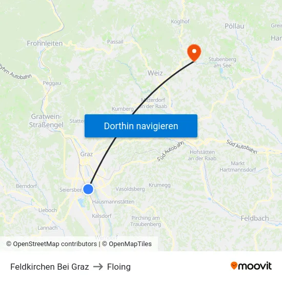 Feldkirchen Bei Graz to Floing map