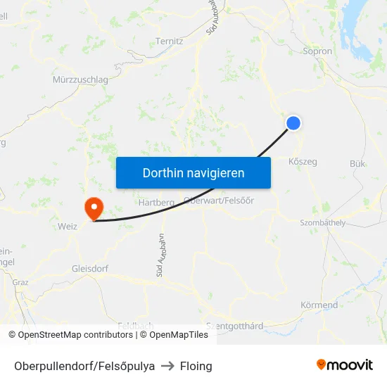 Oberpullendorf/Felsőpulya to Floing map