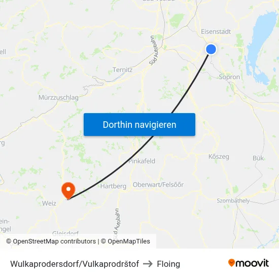 Wulkaprodersdorf/Vulkaprodrštof to Floing map