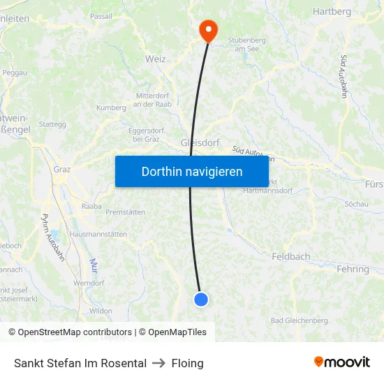 Sankt Stefan Im Rosental to Floing map