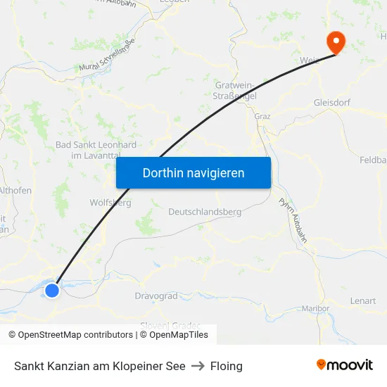 Sankt Kanzian am Klopeiner See to Floing map