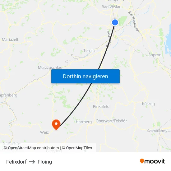 Felixdorf to Floing map