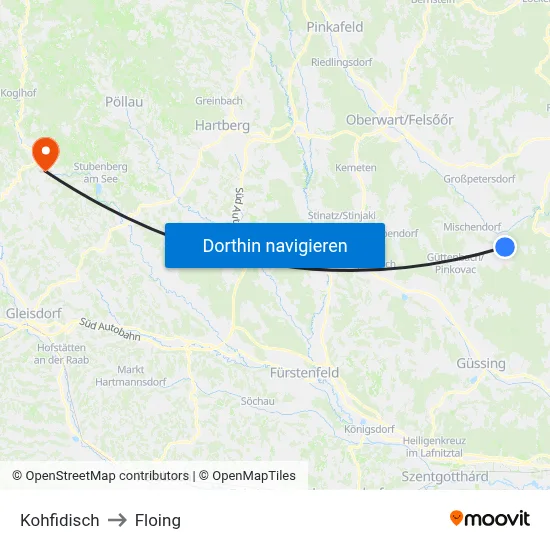 Kohfidisch to Floing map