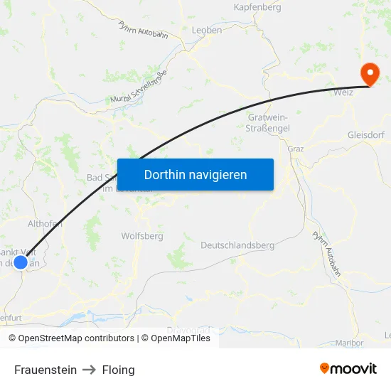 Frauenstein to Floing map