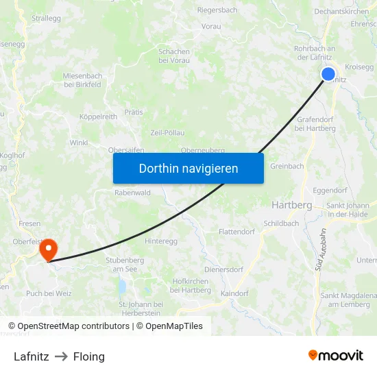 Lafnitz to Floing map