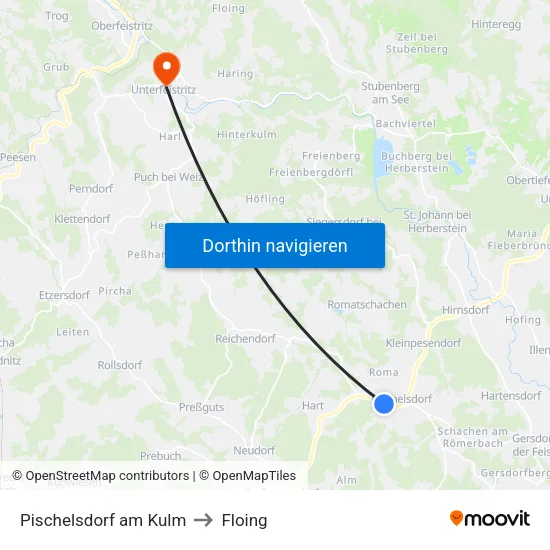 Pischelsdorf am Kulm to Floing map