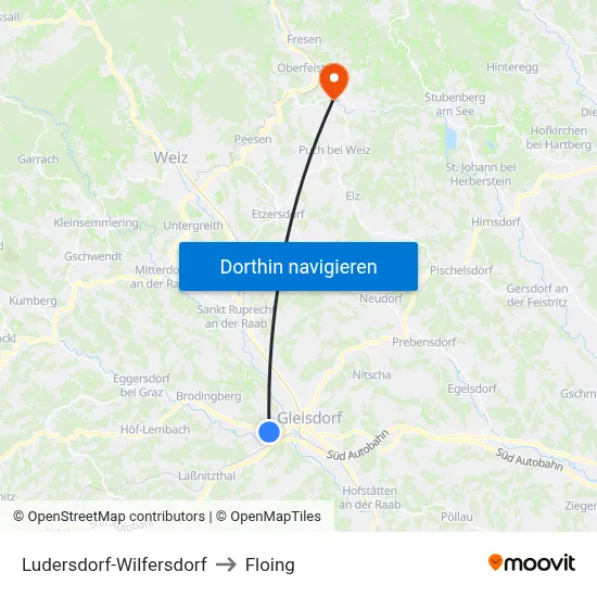 Ludersdorf-Wilfersdorf to Floing map