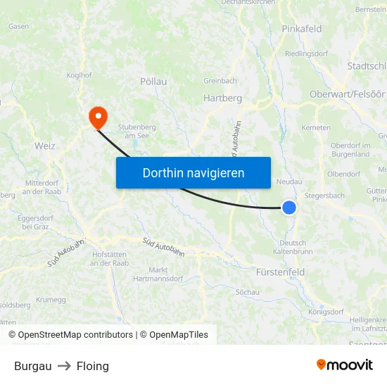 Burgau to Floing map
