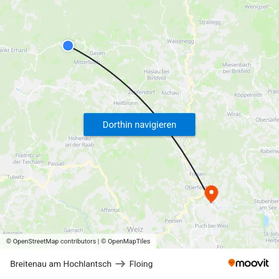 Breitenau am Hochlantsch to Floing map