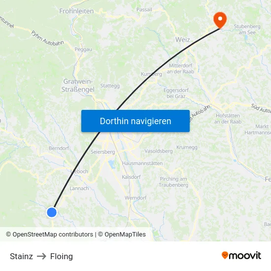 Stainz to Floing map