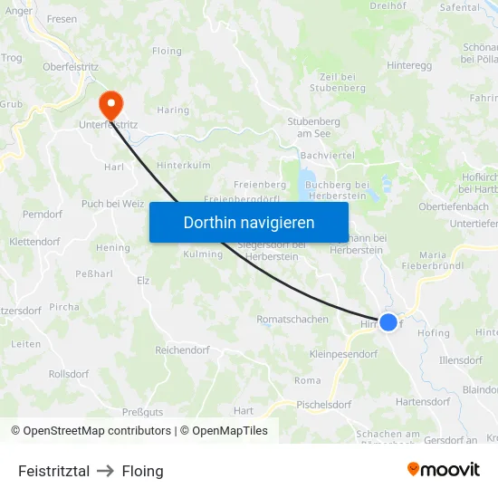 Feistritztal to Floing map