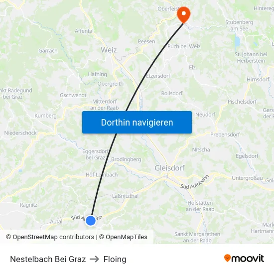 Nestelbach Bei Graz to Floing map