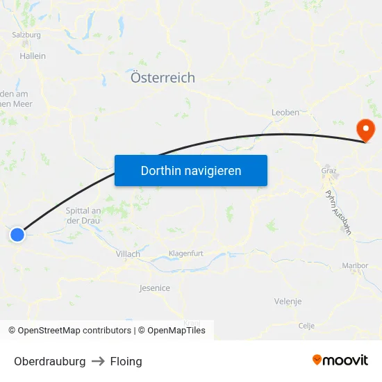 Oberdrauburg to Floing map