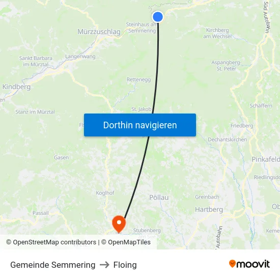 Gemeinde Semmering to Floing map