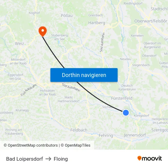 Bad Loipersdorf to Floing map