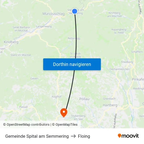 Gemeinde Spital am Semmering to Floing map