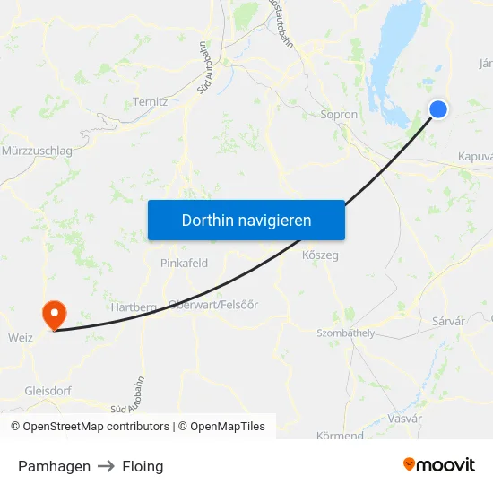 Pamhagen to Floing map