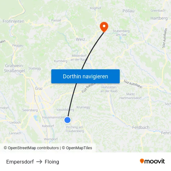 Empersdorf to Floing map