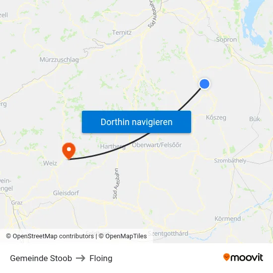 Gemeinde Stoob to Floing map