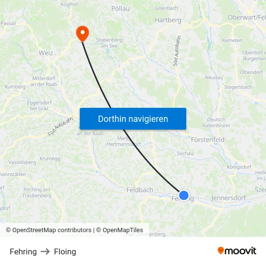 Fehring to Floing map
