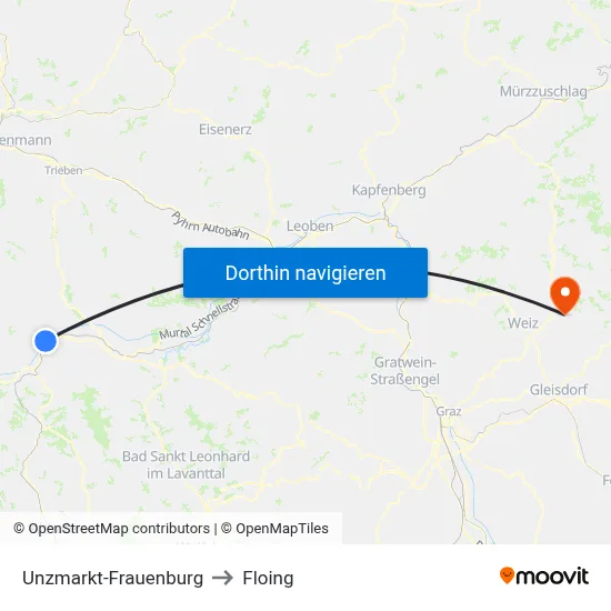Unzmarkt-Frauenburg to Floing map