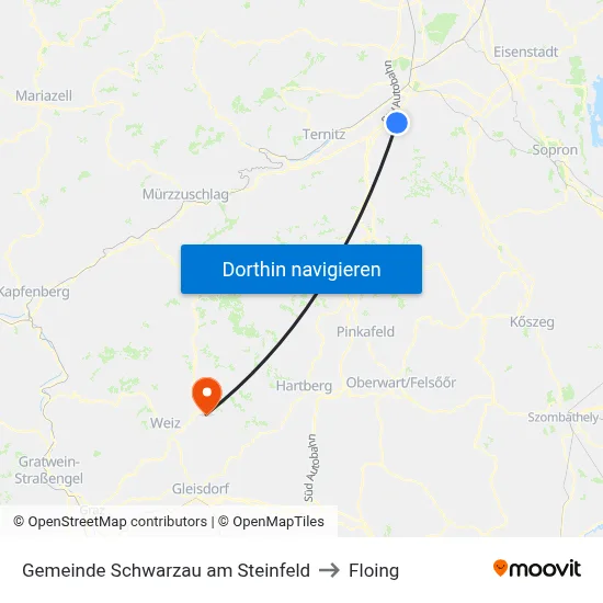 Gemeinde Schwarzau am Steinfeld to Floing map