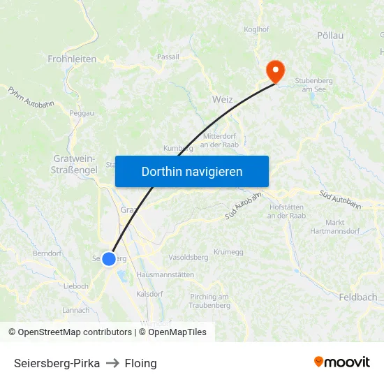 Seiersberg-Pirka to Floing map